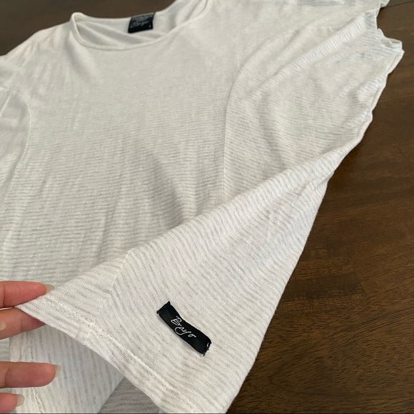 BAYO White Sheer Blouse Stripes - Picture 5 of 9